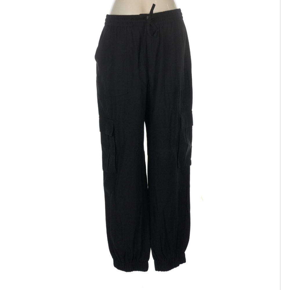 Zara Black Cargo Jogger Pants with Elastic Waist